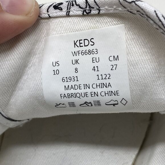 Keds Alley Breezie White and Black Hand Drawn Print Sneakers Size 10 WF66863 - Picture 14 of 14